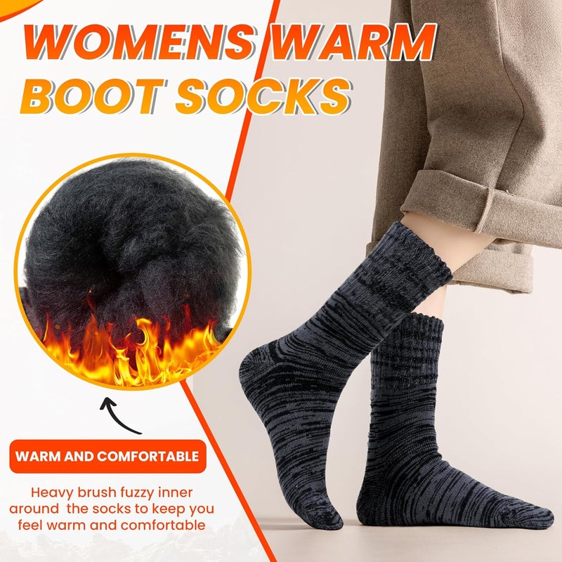 Velice Winter Warm Thermal Socks for Women Extra Thick Insulated Heated Crew Boot Socks for Cold Weather 5 Pairs - Image 3